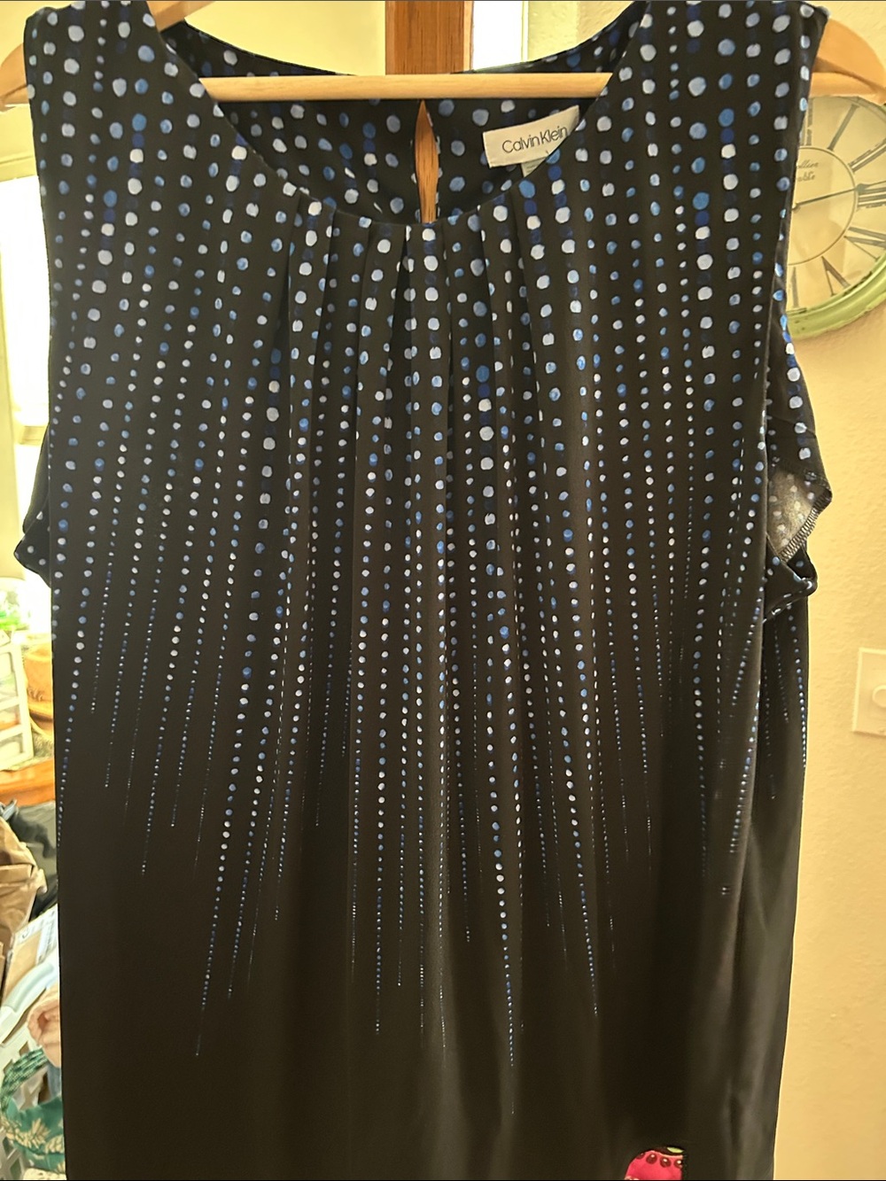Calvin Klein Black Midi Dress with Blue Dot Cascade